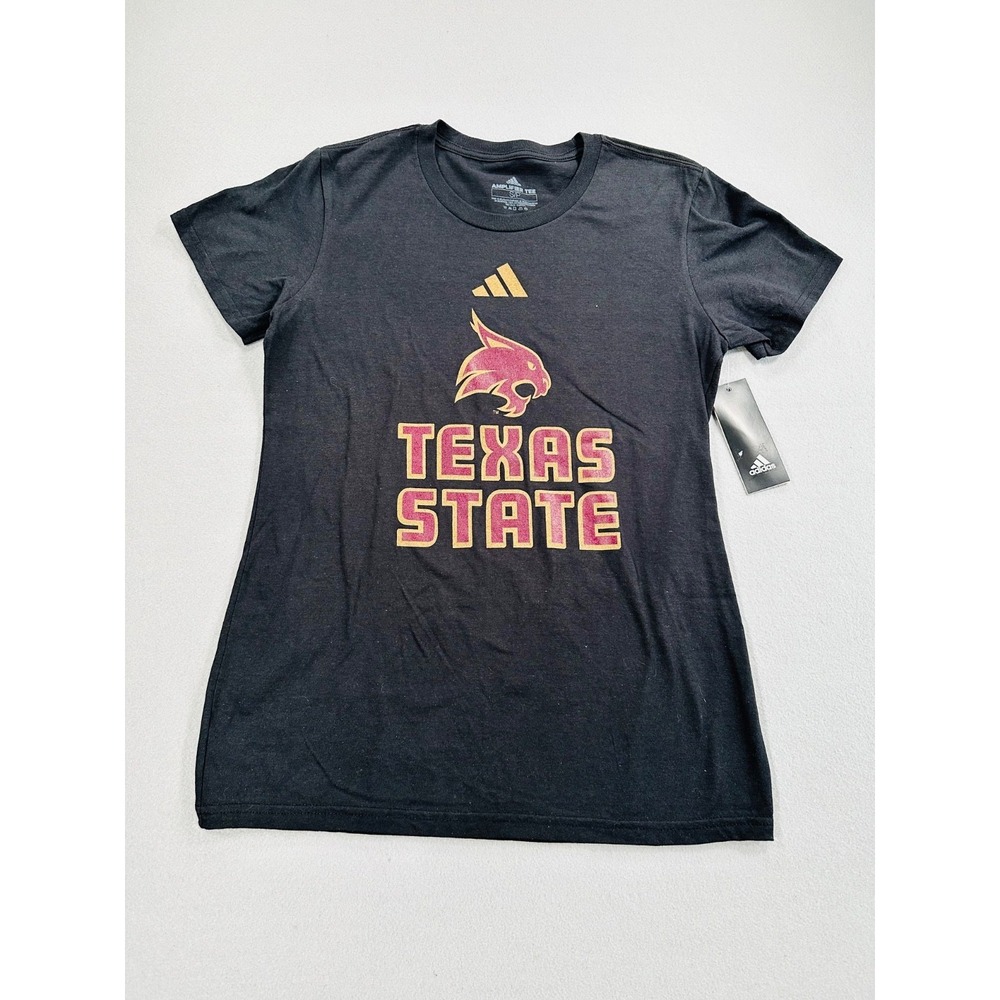 Adidas Texas State Bobcats T Shirt Womens Small Black Graphic Tee NWT